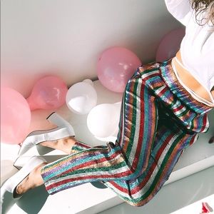 NONchalant The Label Rainbow Striped Pants